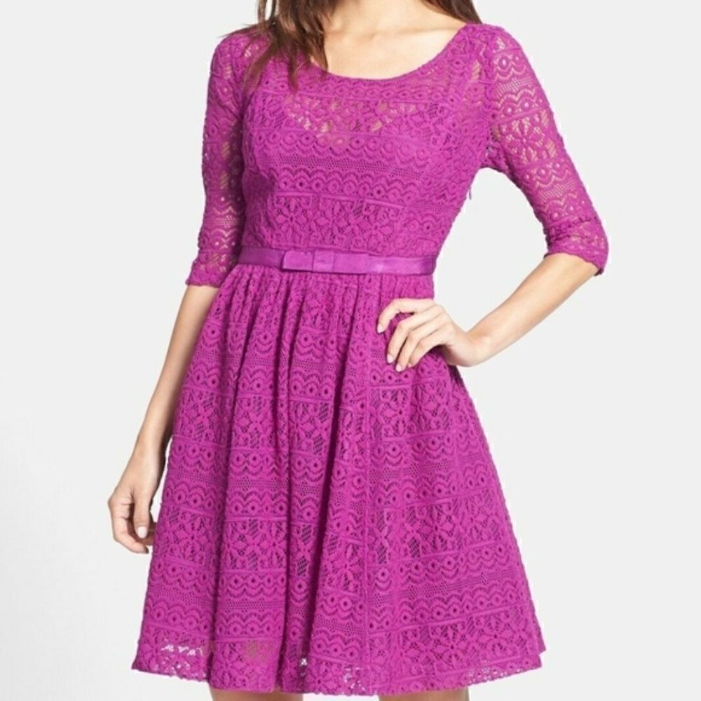 Plenty by Tracy Reese Estella Dress Plum Purple Above Knee Fit and Flare Size 14